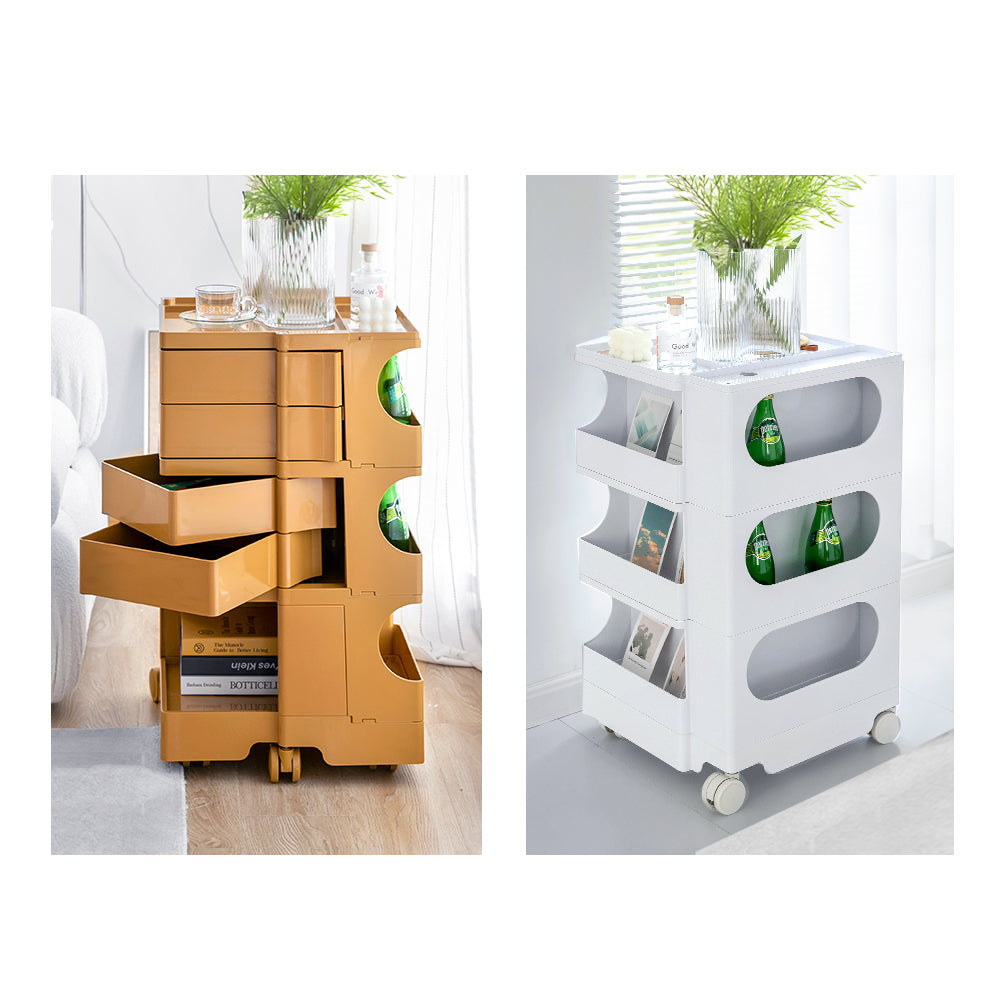 Side Tables: Artiss Storage Trolley Bedside Table 5 Tier Cart Boby Replica Orange