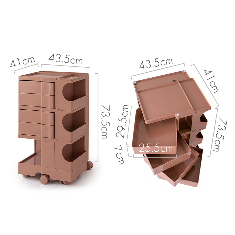 Side Tables: ArtissIn Storage Trolley Bedside Table 5 Tier Cart Boby Replica Pink