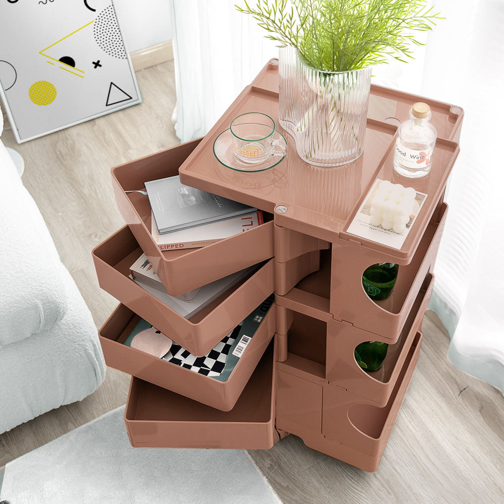 Side Tables: ArtissIn Storage Trolley Bedside Table 5 Tier Cart Boby Replica Pink