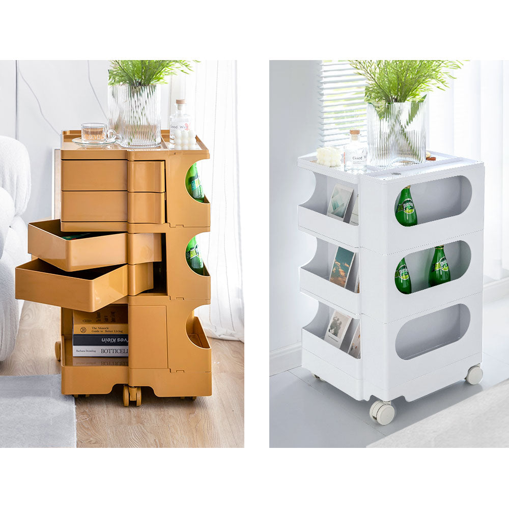 Side Tables: ArtissIn Storage Trolley Bedside Table 5 Tier Cart Boby Replica Pink