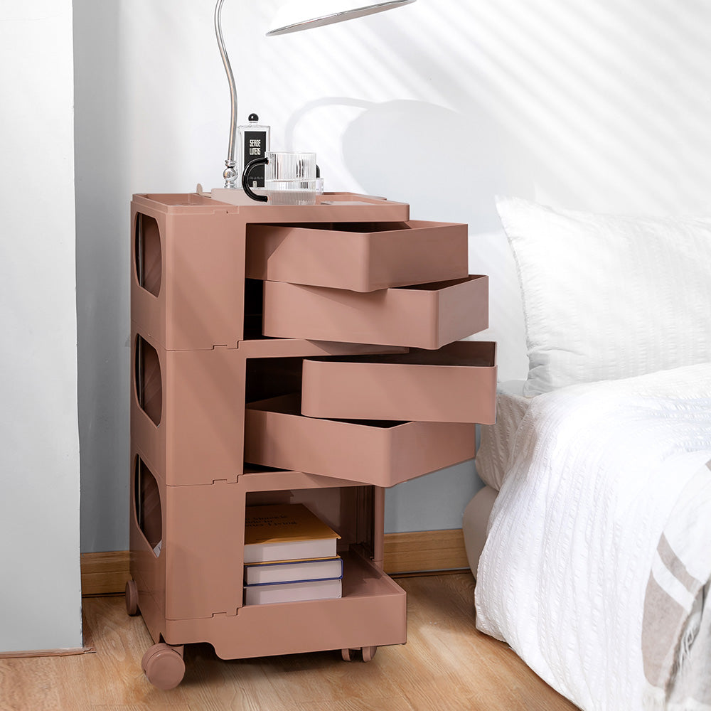 Side Tables: ArtissIn Storage Trolley Bedside Table 5 Tier Cart Boby Replica Pink