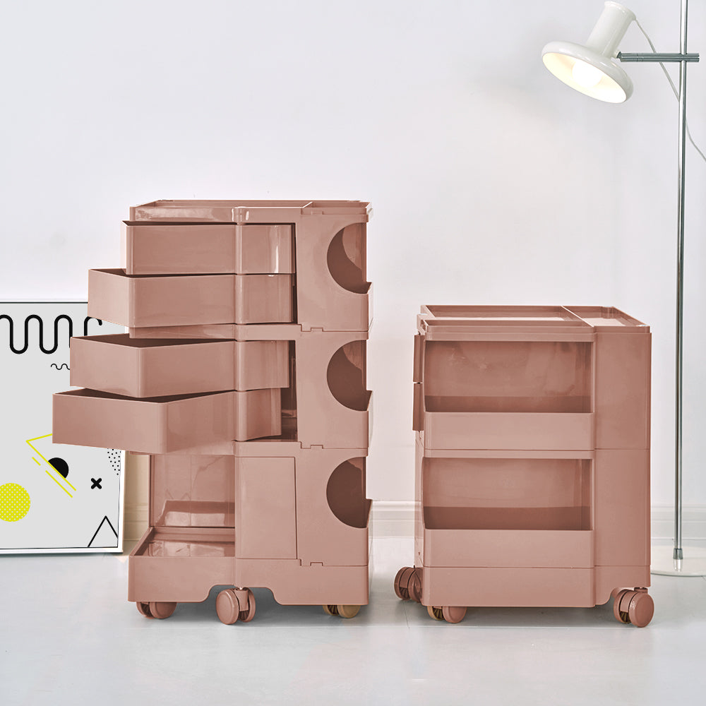 Side Tables: ArtissIn Storage Trolley Bedside Table 5 Tier Cart Boby Replica Pink