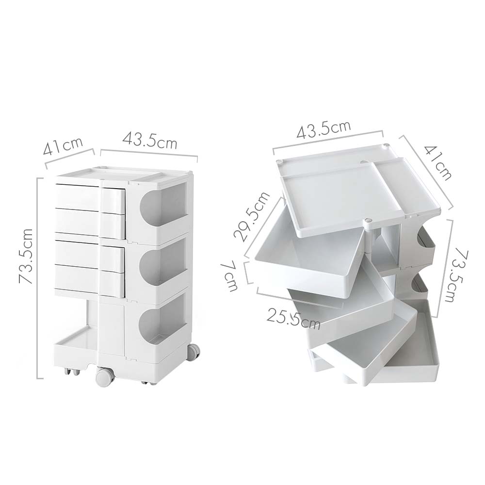 Kitchen & Dining Trolleys: Artiss Storage Trolley Cart Bedside Table 5 Tier White
