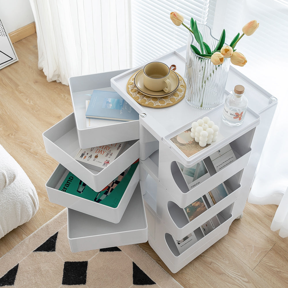 Kitchen & Dining Trolleys: Artiss Storage Trolley Cart Bedside Table 5 Tier White