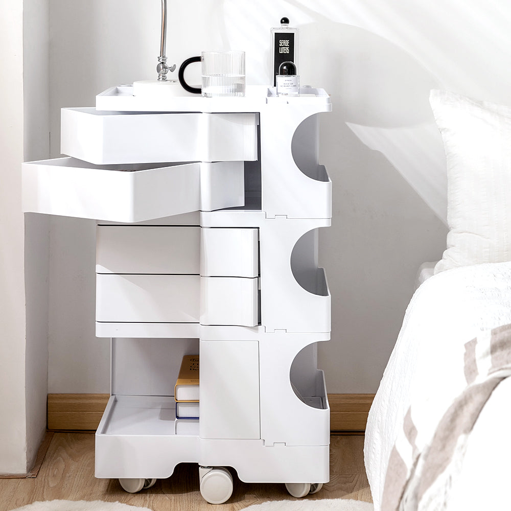 Kitchen & Dining Trolleys: Artiss Storage Trolley Cart Bedside Table 5 Tier White