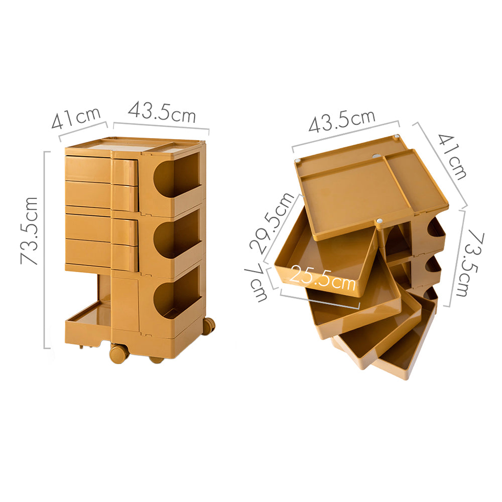 Side Tables: ArtissIn Storage Trolley Bedside Table 5 Tier Cart Boby Replica Yellow