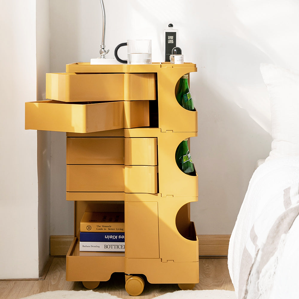 Side Tables: ArtissIn Storage Trolley Bedside Table 5 Tier Cart Boby Replica Yellow