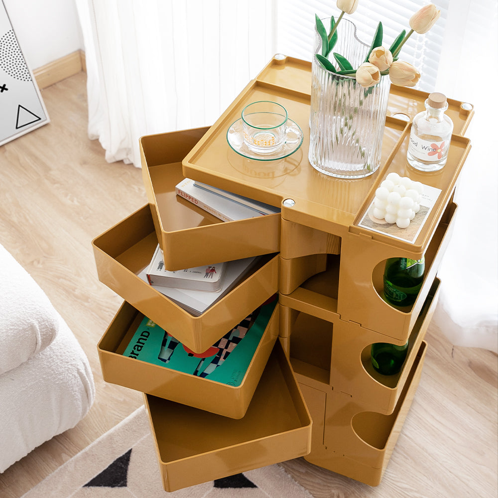Side Tables: ArtissIn Storage Trolley Bedside Table 5 Tier Cart Boby Replica Yellow