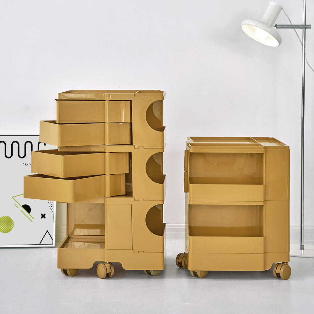 Side Tables: ArtissIn Storage Trolley Bedside Table 5 Tier Cart Boby Replica Yellow