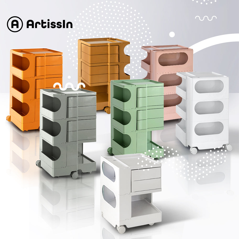 Side Tables: ArtissIn Storage Trolley Bedside Table 5 Tier Cart Boby Replica Yellow