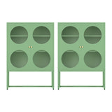 Artiss 2x Buffet Sideboard Cabinet ELLA Cupboard Storage Glass Doors Metal Green