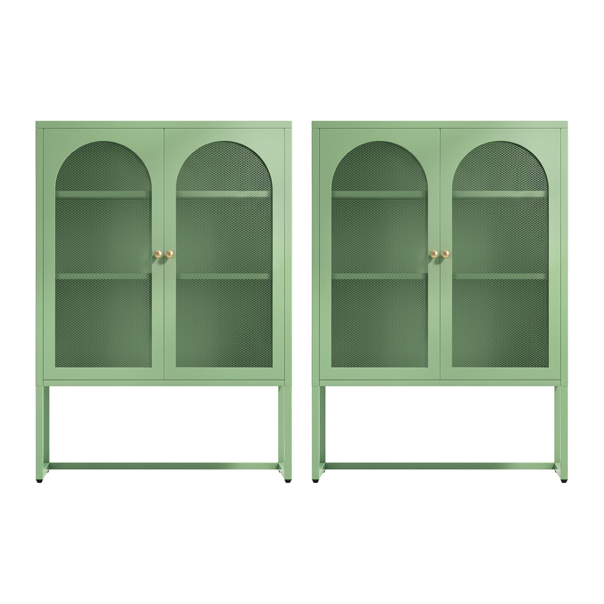 Artiss 2x Buffet Sideboard Cabinet ELMA Cupboard Storage Mesh Doors Metal Green