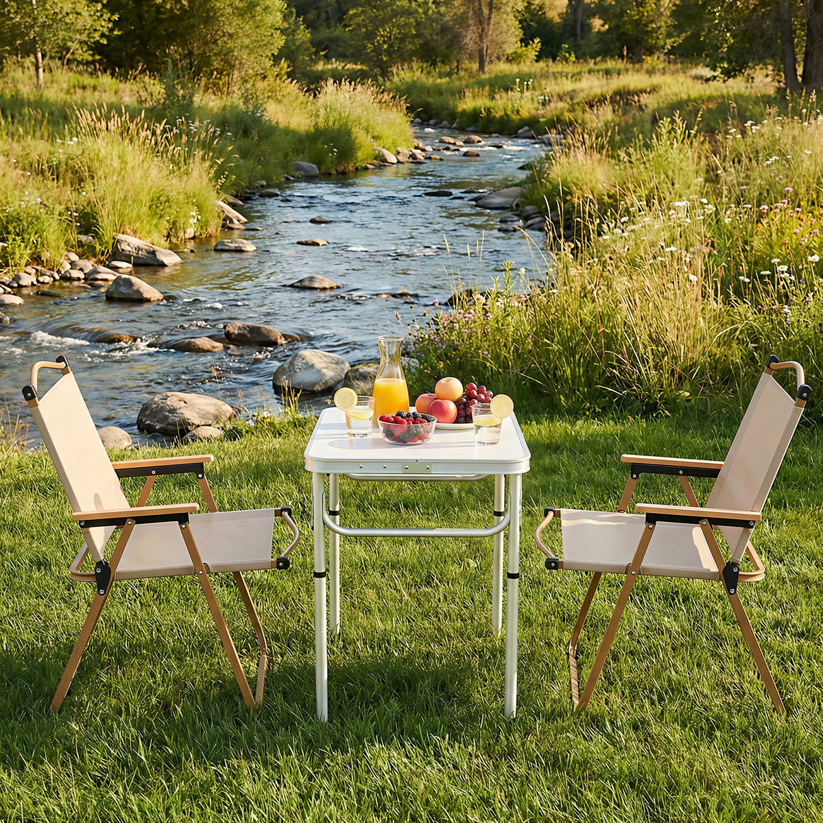 Weisshorn 3pc Camping Table Chair Set Outdoor Folding Aluminium