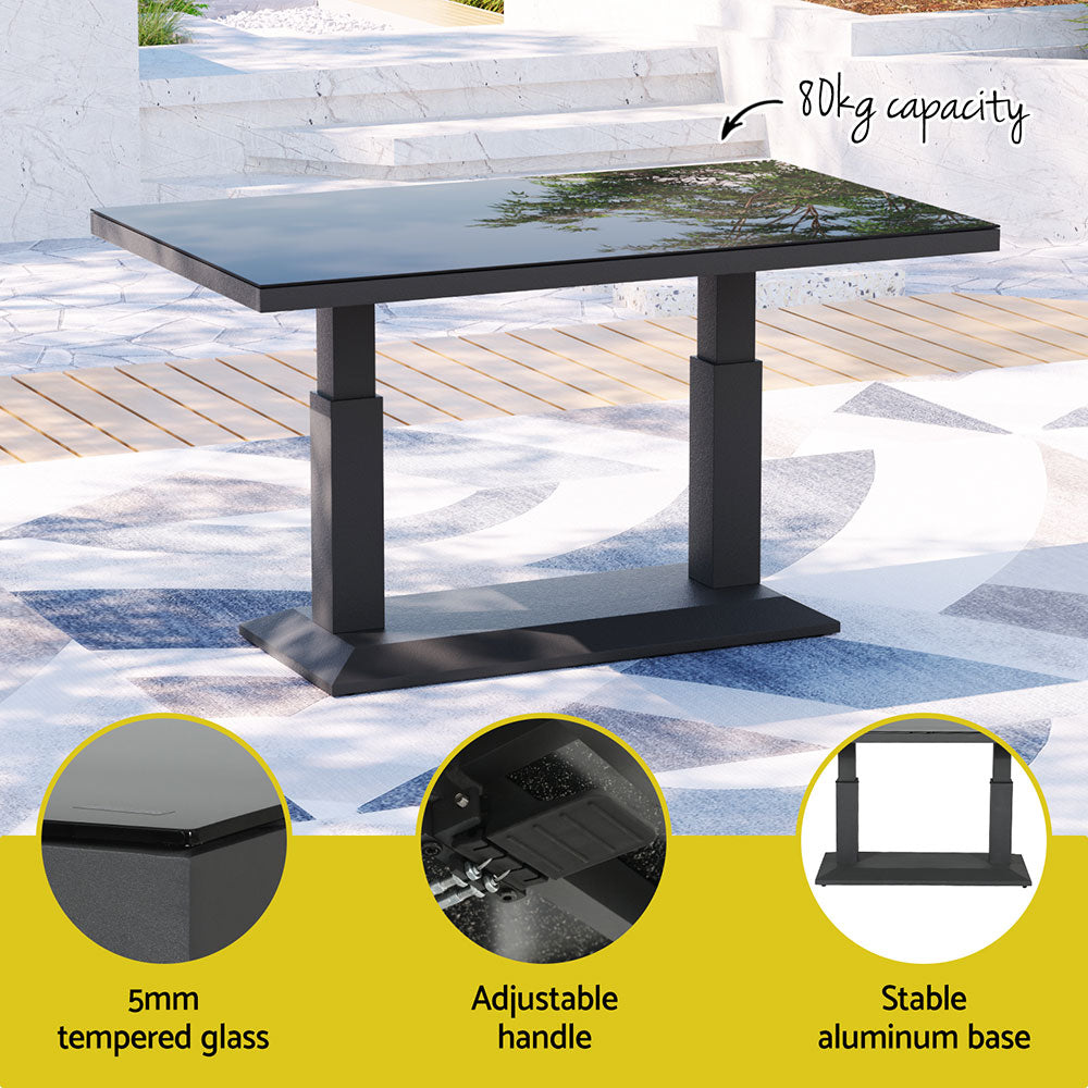 Arm Chairs & Recliners: Gardeon 5-Piece Outdoor Furniture Setting Table Chair Set Aluminium Sofa 7-Seater