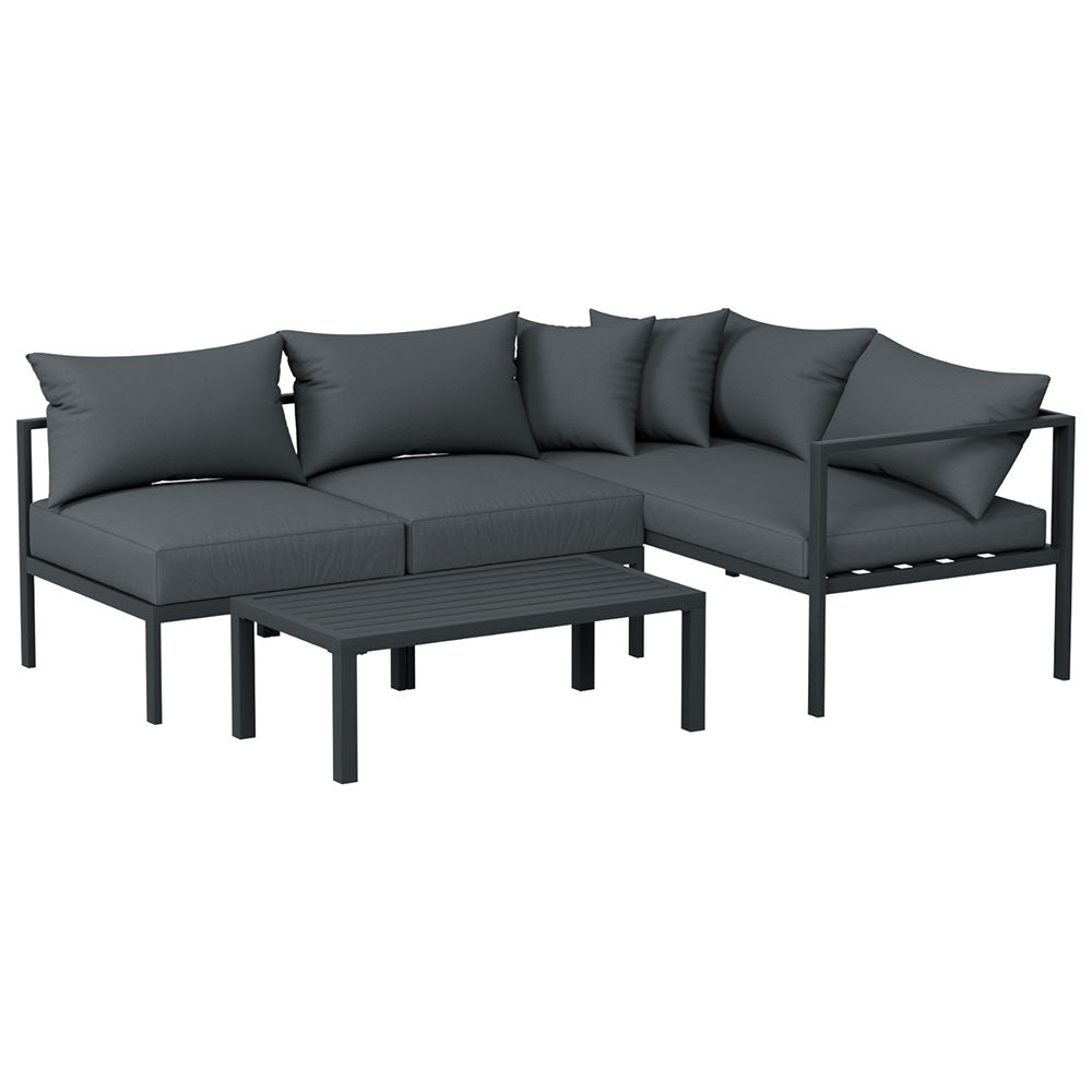 Outdoor Sofas & Lounge Sets: Gardeon 4 Seater Outdoor Sofa Set Aluminium Patio Furniture Setting 4PC Charcoal