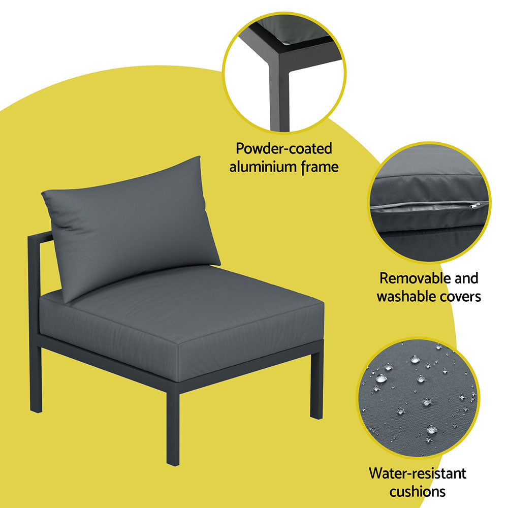 Outdoor Sofas & Lounge Sets: Gardeon 4 Seater Outdoor Sofa Set Aluminium Patio Furniture Setting 4PC Charcoal