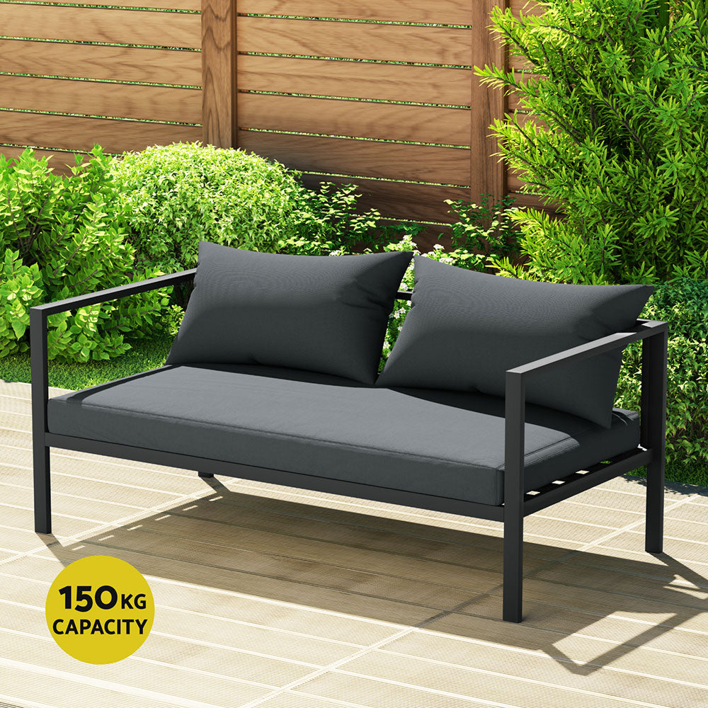 Outdoor Sofas & Lounge Sets: Gardeon 4 Seater Outdoor Sofa Set Aluminium Patio Furniture Setting 4PC Charcoal