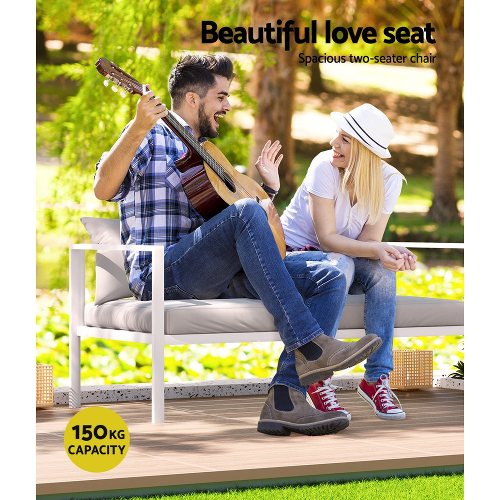 Outdoor Sofas & Lounge Sets: Gardeon 4 Seater Outdoor Sofa Set Aluminium Lounge Setting