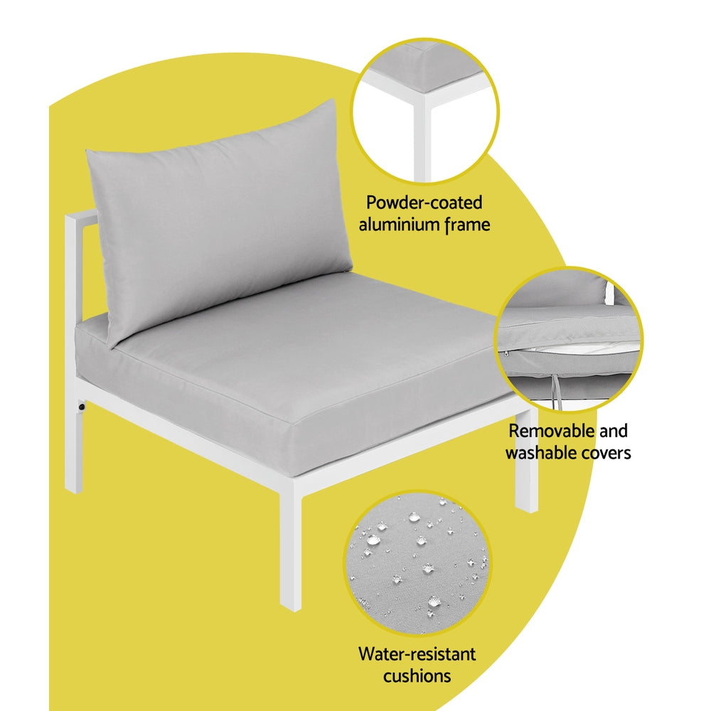 Outdoor Sofas & Lounge Sets: Gardeon 4 Seater Outdoor Sofa Set Aluminium Lounge Setting