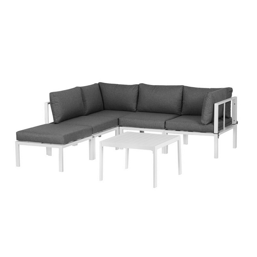 Outdoor Sofas & Lounge Sets: Gardeon 6PCS Outdoor Sofa Set Aluminium Table and Chairs Lounge Patio Furniture
