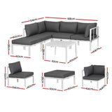 Gardeon 6PCS Outdoor Sofa Set Aluminium Table and Chairs Lounge Patio Furniture