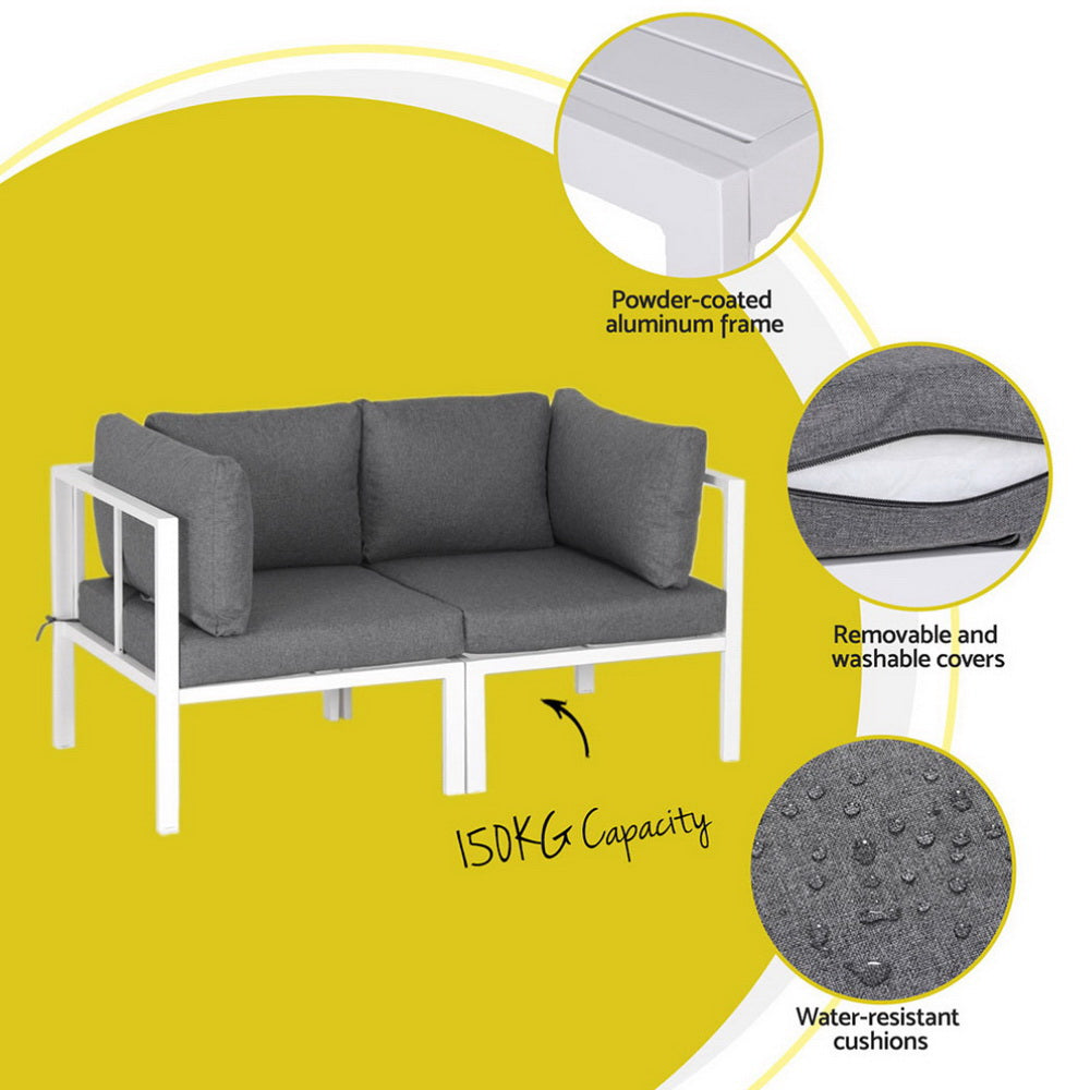 Outdoor Sofas & Lounge Sets: Gardeon 6PCS Outdoor Sofa Set Aluminium Table and Chairs Lounge Patio Furniture