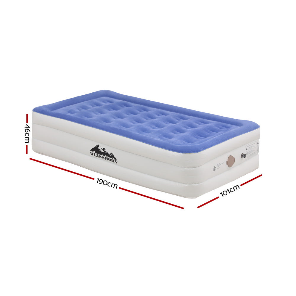 Inflatable Mattresses: Weisshorn Air Mattress Single Inflatable Bed 46cm Cube Airbed