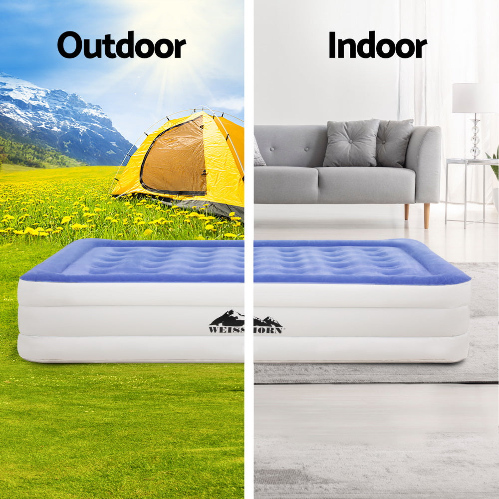 Inflatable Mattresses: Weisshorn Air Mattress Single Inflatable Bed 46cm Cube Airbed