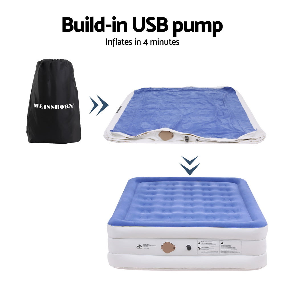 Inflatable Mattresses: Weisshorn Air Mattress Queen Inflatable Bed 46cm Air bed Cube