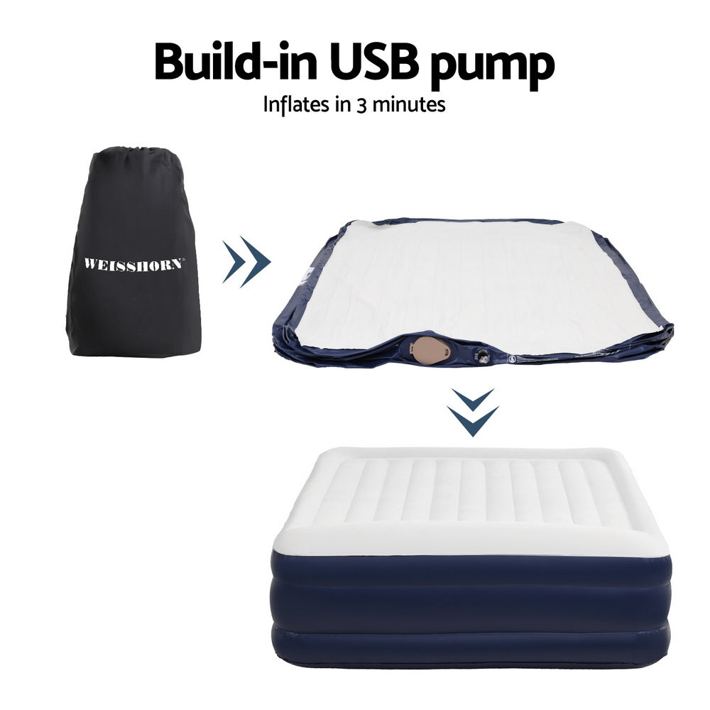 Inflatable Mattresses: Weisshorn Air Mattress Double Inflatable Bed 46cm Air bed