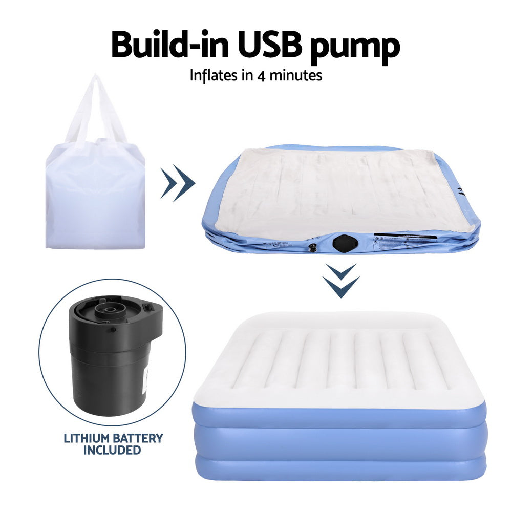 Inflatable Mattresses: Weisshorn Air Mattress Queen Inflatable Bed 46cm Air bed