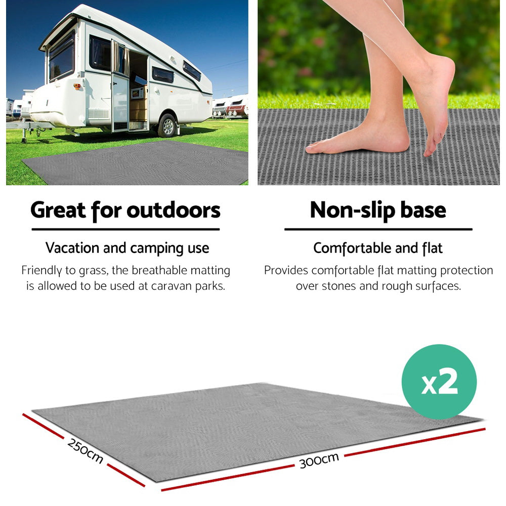 Caravan Accessories: Weisshorn 3M X 2.5M Annex Matting Floor Mats Mesh Caravan Camping Annexe 2pcs