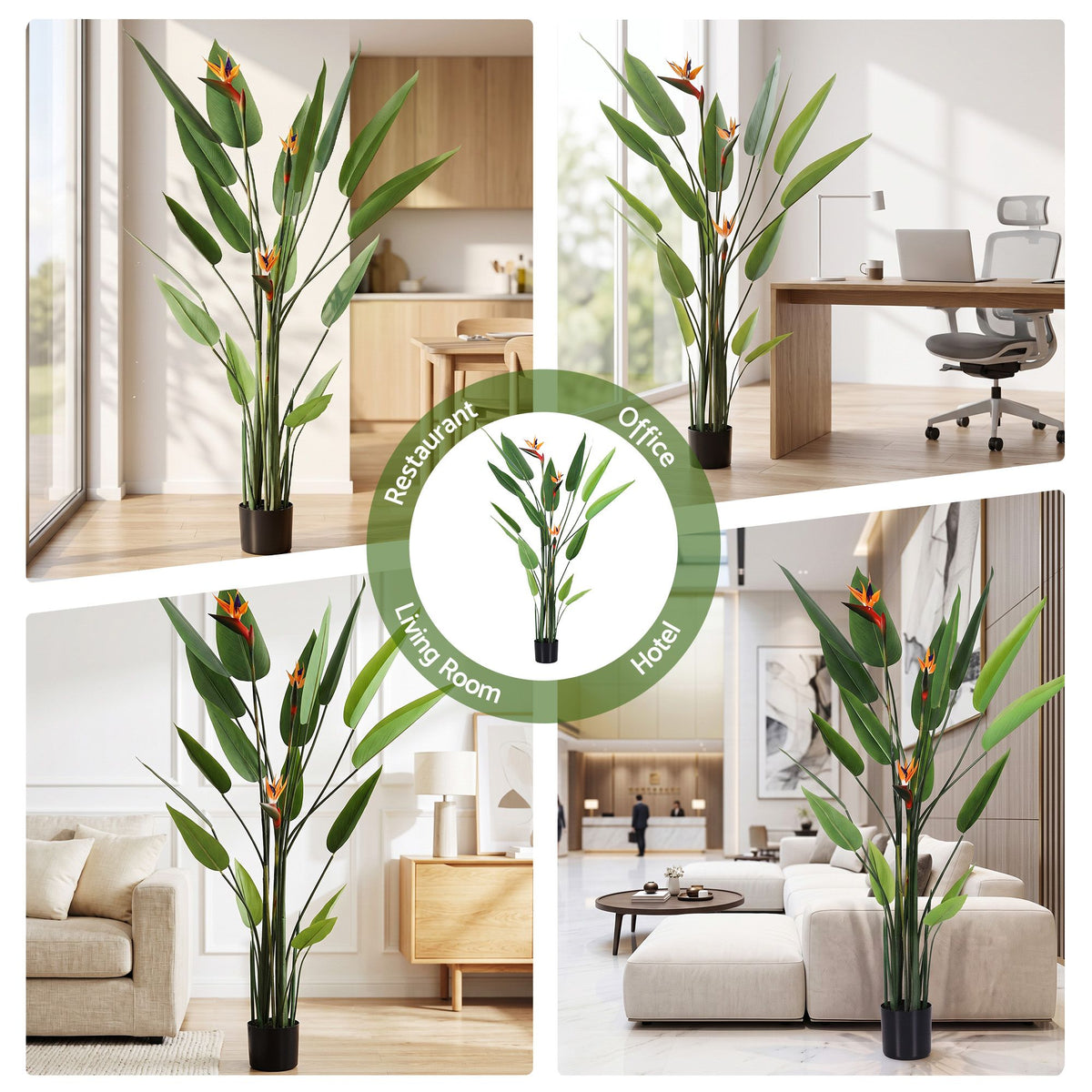 Artiss 150cm Artificial Bird of Paradise Plant with Flowers Realistic Leaves for Home Office Decor