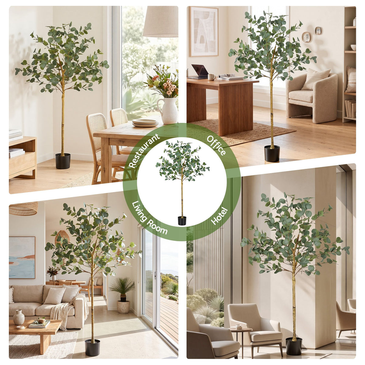 Artiss 150cm Artificial Eucalyptus Tree with Realistic Textured Leaves for Indoor Home Office Decor