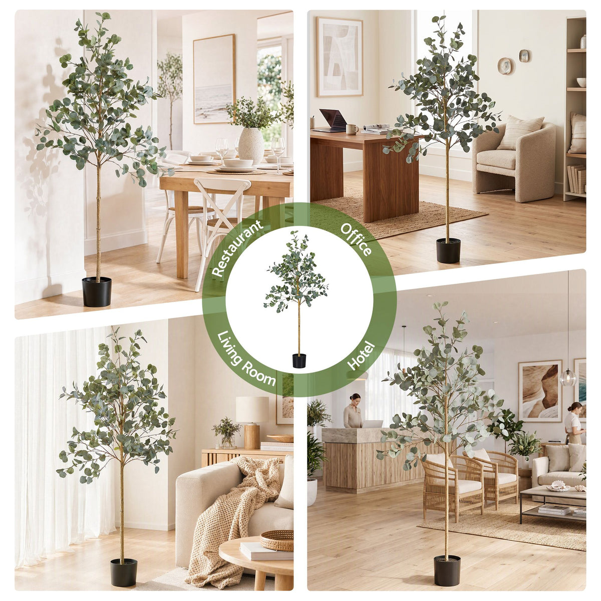 Artiss 180cm Artificial Eucalyptus Tree with Realistic Textured Leaves for Indoor Home Office Decor