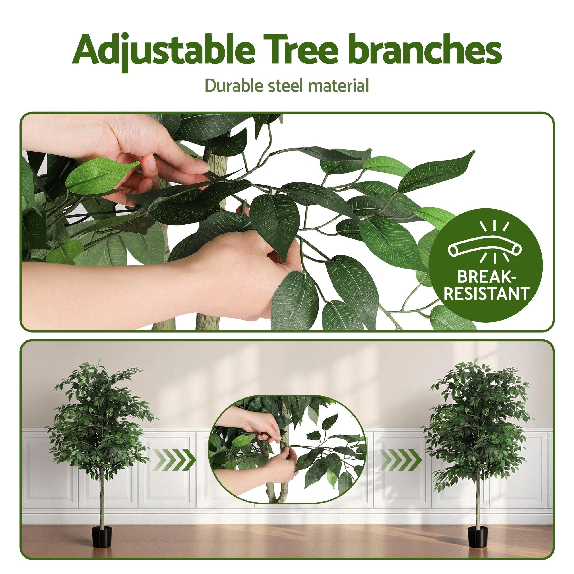 Artiss 180cm Artificial Ficus Tree Faux Trees Indoor Decor Artificial Plants Lifelike Plant 1.8M