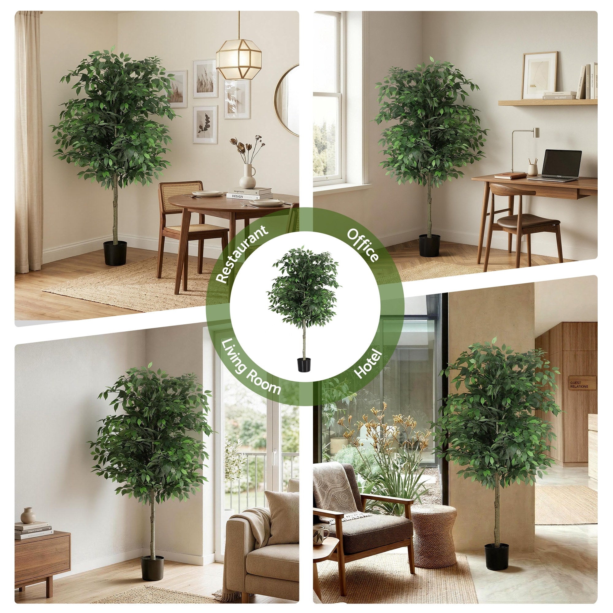 Artiss 180cm Artificial Ficus Tree Faux Trees Indoor Decor Artificial Plants Lifelike Plant 1.8M