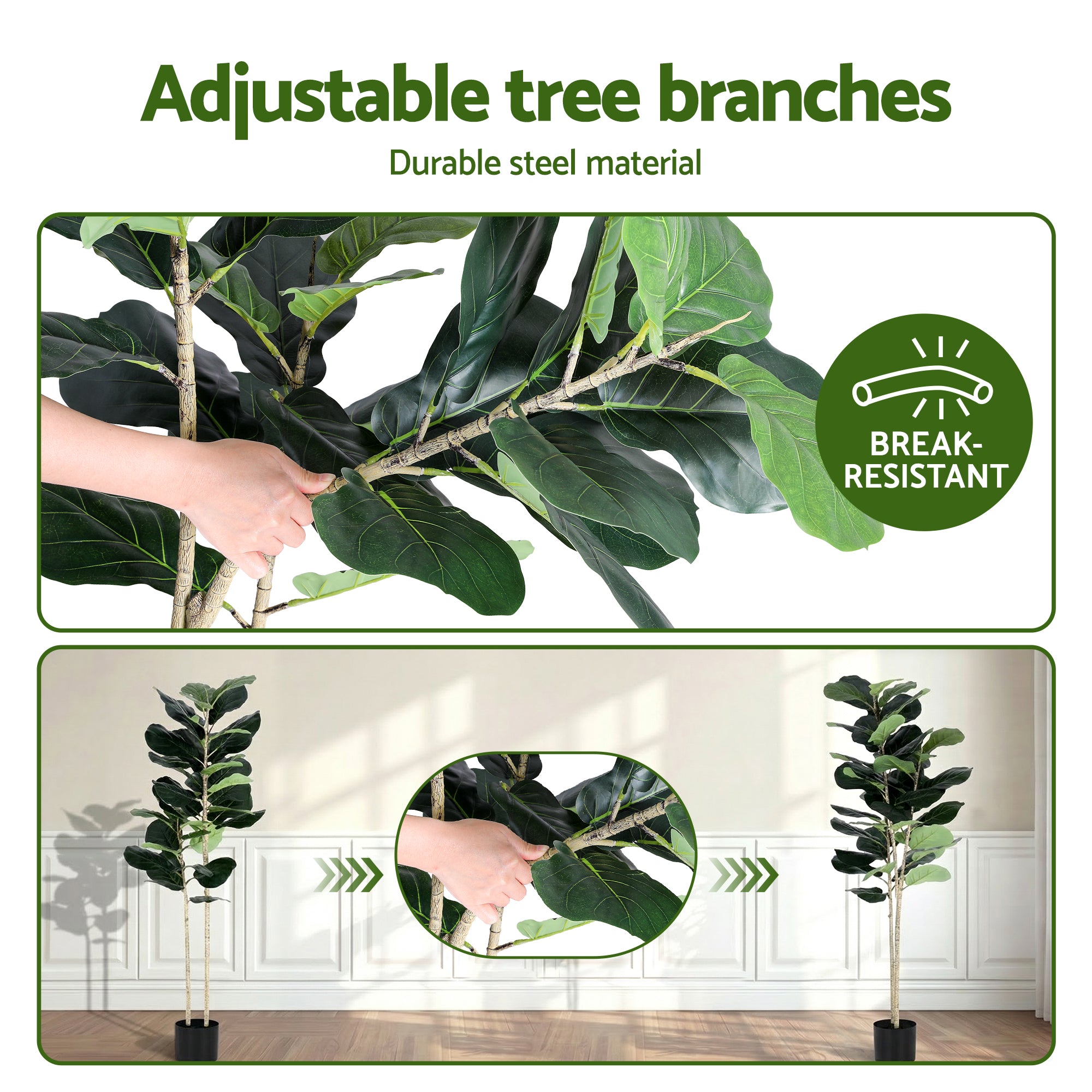Artiss 150cm Artificial Fiddle Tree Faux Trees Indoor Decor Artificial Plants Lifelike Plant 1.5M