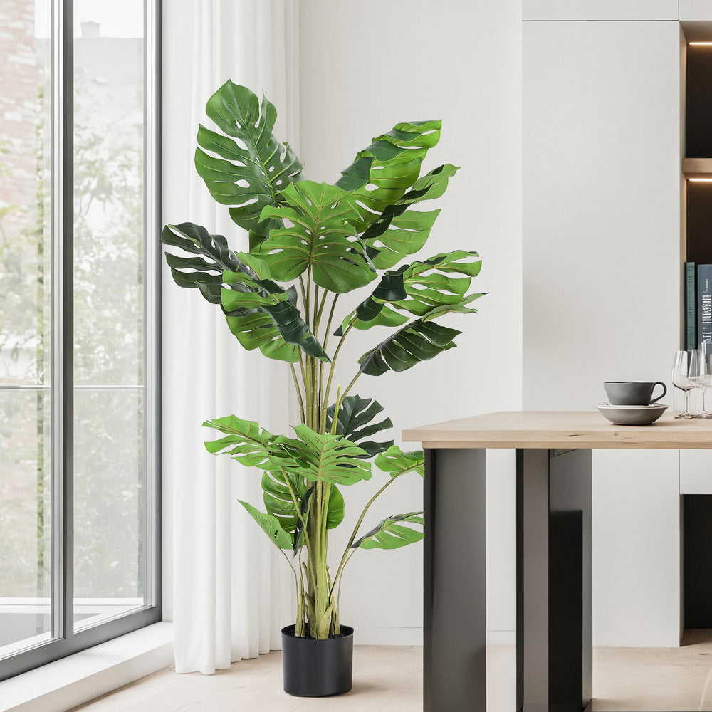 Artificial Trees: Artiss 140cm Artificial Monstera Tree Faux Trees Indoor Decor Artificial Plants Lifelike Plant 1.4M