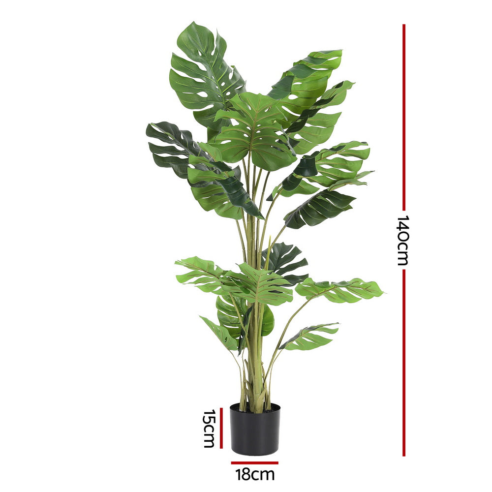 Artificial Trees: Artiss 140cm Artificial Monstera Tree Faux Trees Indoor Decor Artificial Plants Lifelike Plant 1.4M