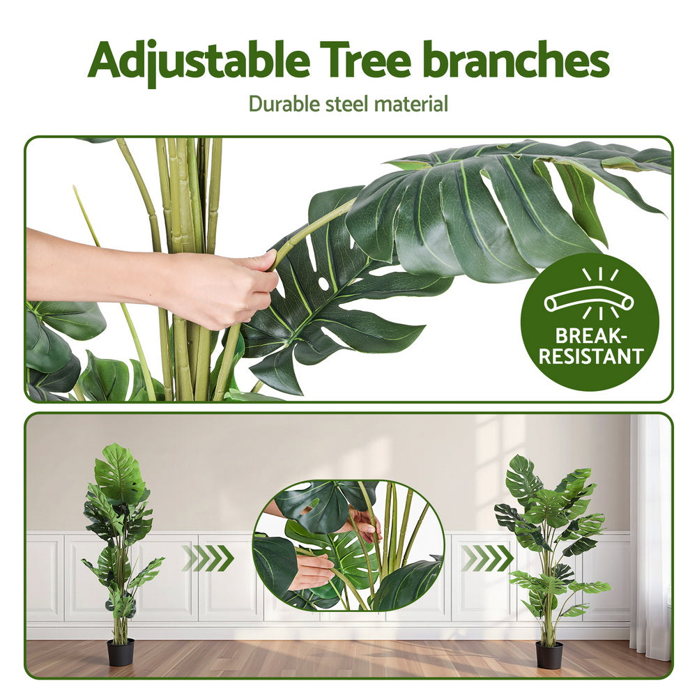 Artificial Trees: Artiss 140cm Artificial Monstera Tree Faux Trees Indoor Decor Artificial Plants Lifelike Plant 1.4M