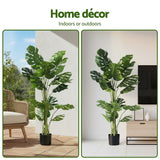 Artificial Trees: Artiss 140cm Artificial Monstera Tree Faux Trees Indoor Decor Artificial Plants Lifelike Plant 1.4M