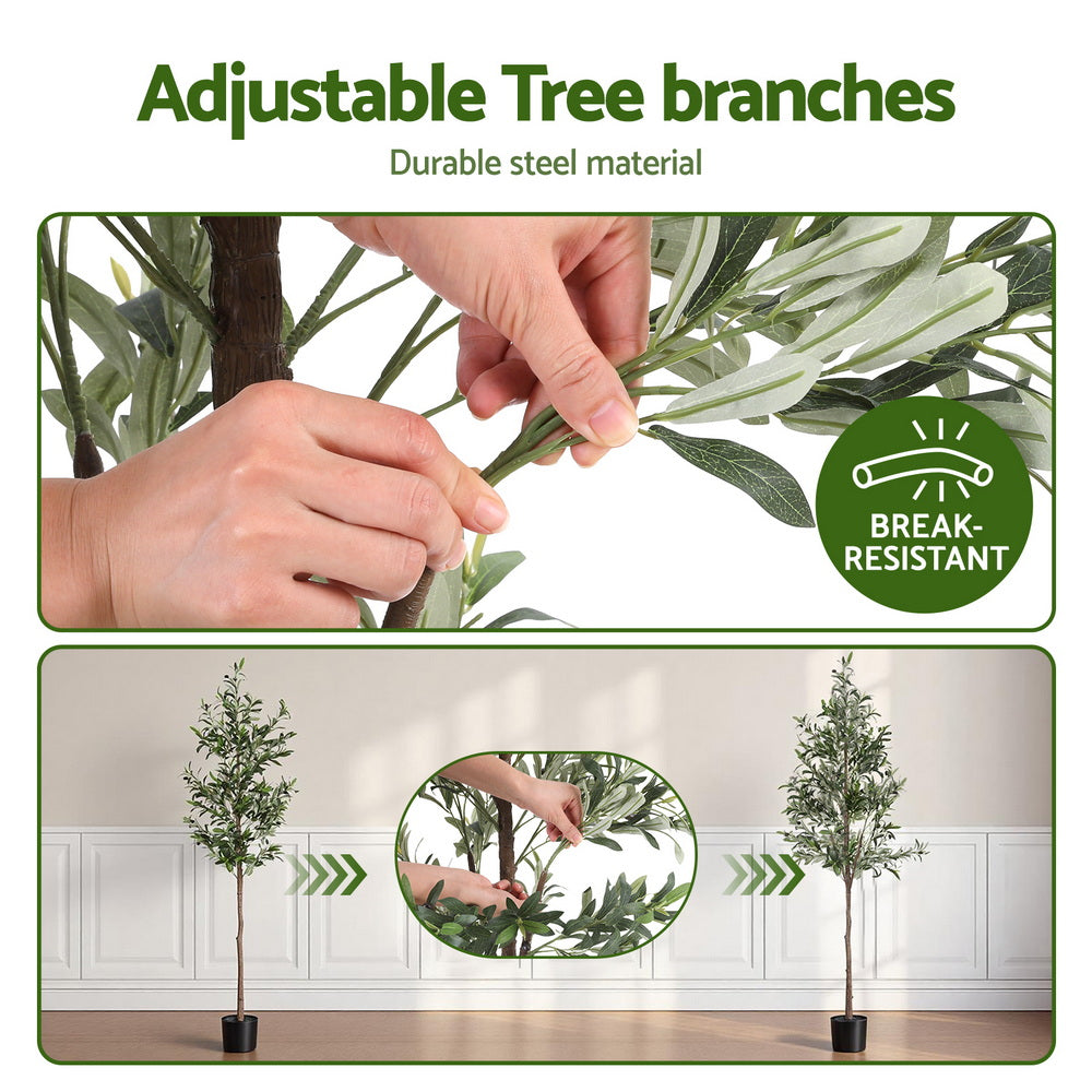 Artificial Trees: Artiss 180cm Artificial Olive Tree Faux Trees Indoor Decor Artificial Plants Lifelike Plant 1.8M