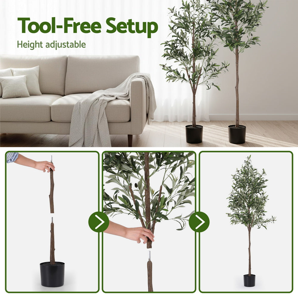 Artificial Trees: Artiss 180cm Artificial Olive Tree Faux Trees Indoor Decor Artificial Plants Lifelike Plant 1.8M
