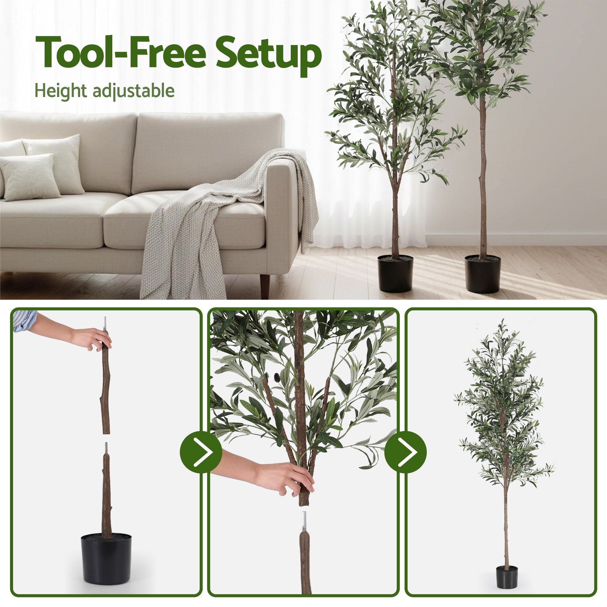 Artiss 210cm Artificial Olive Tree Faux Trees Indoor Decor Artificial Plants Lifelike Plant 2.1M