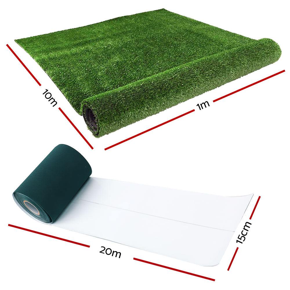 Artificial Grass: Prime Turf 1x10m Artificial Grass Synthetic Fake 10SQM Turf Lawn 17mm Tape