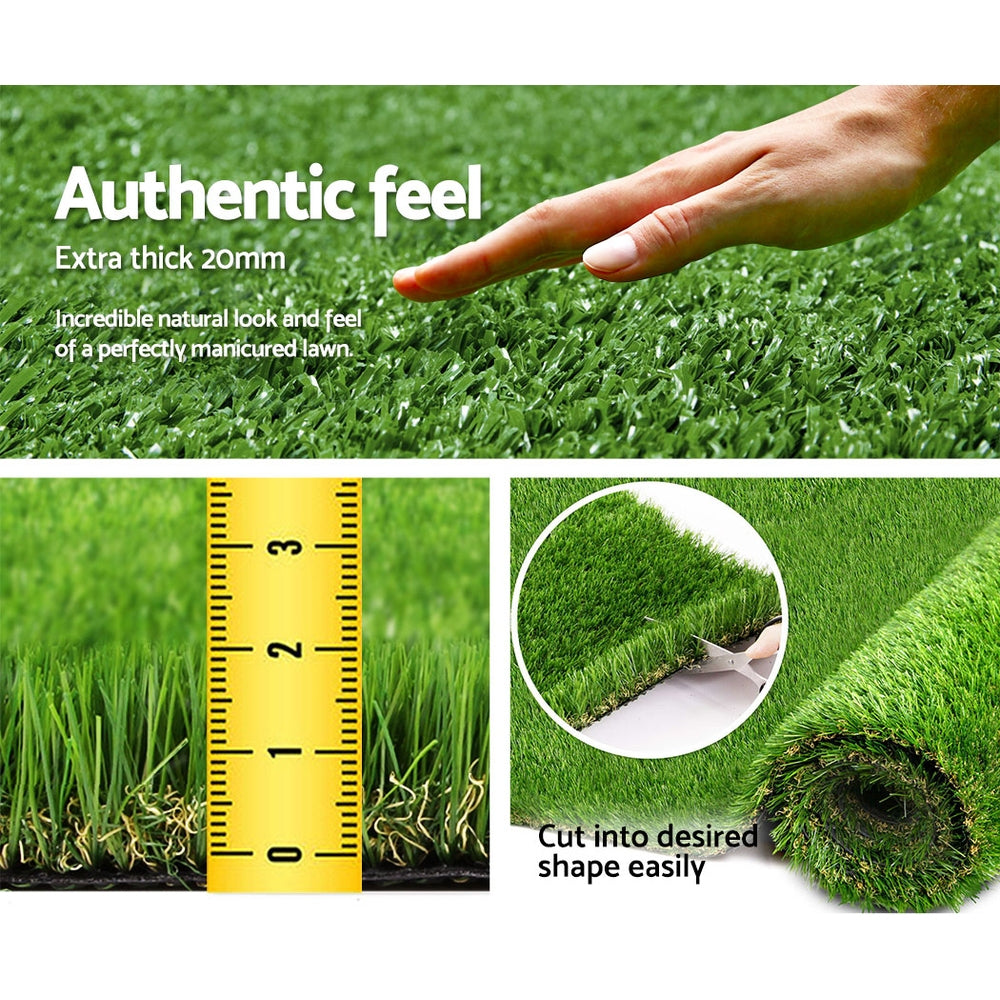 Artificial Grass: Prime Turf Artificial Grass 20SQM 20mm Synthetic Fake Lawn Turf Plant Plastic 4-coloured 1mx10m