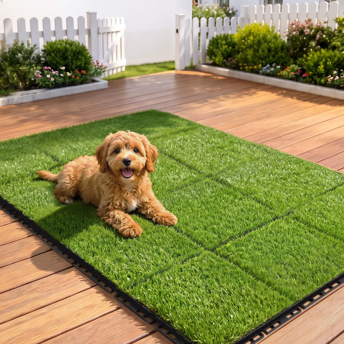 Prime Turf Artificial Grass Turf Tiles Interlocking Fake Grass Mat for Balcony Pet 12 Pack
