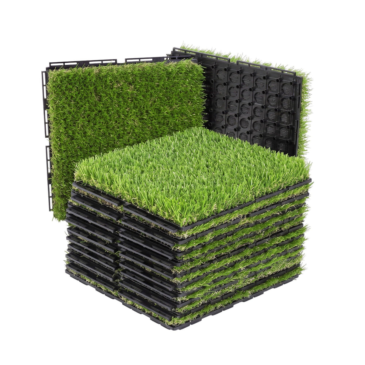 Prime Turf Artificial Grass Turf Tiles Interlocking Fake Grass Mat for Balcony Pet 12 Pack