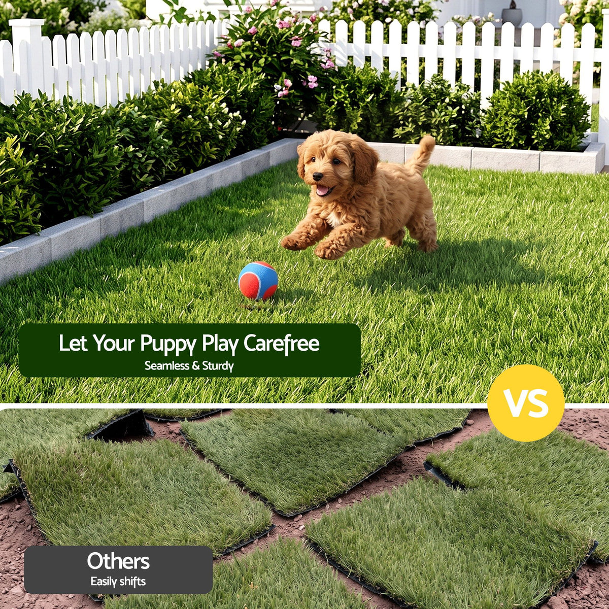 Prime Turf Artificial Grass Turf Tiles Interlocking Fake Grass Mat for Balcony Pet 9 Pack